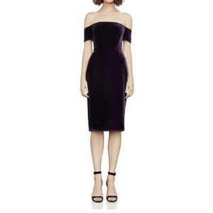 Off shoulder beautiful velvet purple dress.